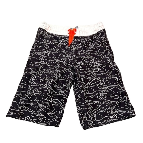 Old Navy Swim Trunks Black White Shark Print - Picture 1 of 11